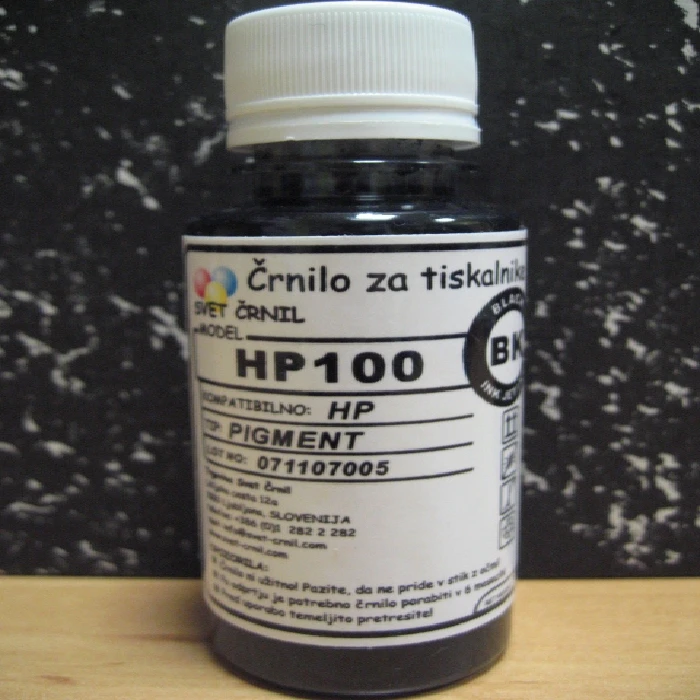 Črnilo HP100 Black ki se ne zasuši za HP 302 304 651 50mL